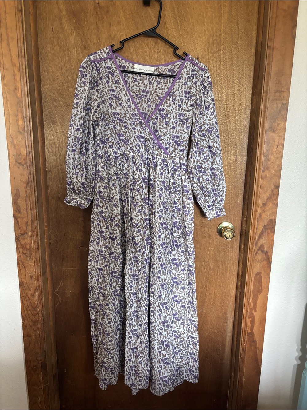 Purple Floral Wrap-Style Maxi Dress